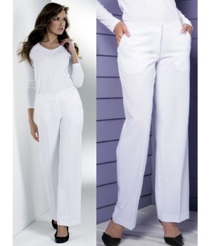 Pantalon blanc, élégant et parfaitement bien ajusté, Polyester.