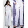 Pantalon blanc, élégant et parfaitement bien ajusté, Polyester.