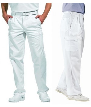 Pantalon homme ou Femme Cargo, blanc, confort, poches côtés, arrière et cuisse