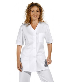 Tunique Médicale Blanche Femme manches 1/2, Peut Bouillir, Coton