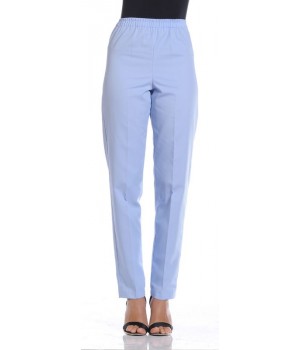 Pantalon Mixte Femme et Homme droit, Taille élastiquée, Bleu ciel Taille L.
