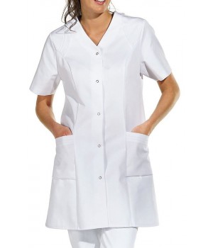 Blouse de Travail Femme, PolyCoton, manche courte, Bouton-pression