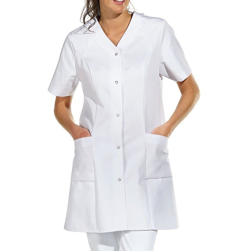 Blouse femme, PolyCoton, manche courte, Bouton-pression