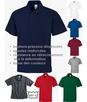 Polo femme et homme, col polo avec boutons-pression dissimulés sous patte, peut bouillir, résistant au chlore