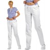 Pantalon blanc femme, Jolie ceinture côte en maille tendance, avec bordure violette