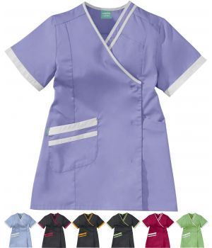 Tunique à manches courtes, pour femme, couleur, poche poitrine