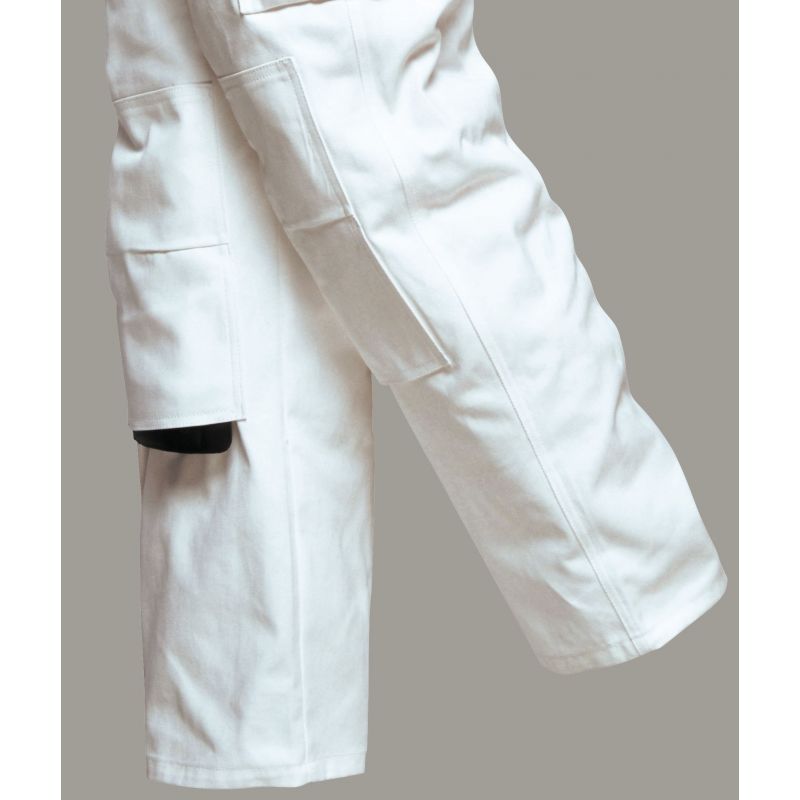 Pantalon Homme de Peintre et Plâtrier, 100 Coton, Blanc
