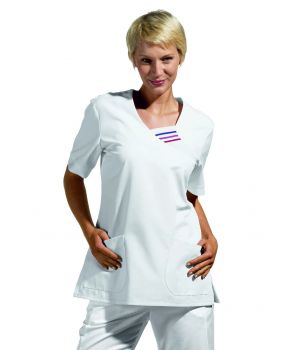 Tunique femme, 2 poches arrondies, Facile à entretenir et peu froissable, peut bouillir