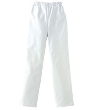 Pantalon de cuisine blanc élastique pas cher - 100% coton - chlorable