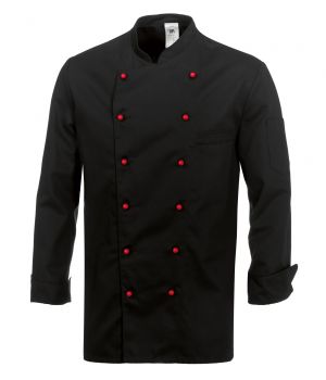 Veste de cuisine chef, peut bouillir à 95 °C, Noire, mélange résistant