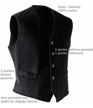 gilet velours noir homme