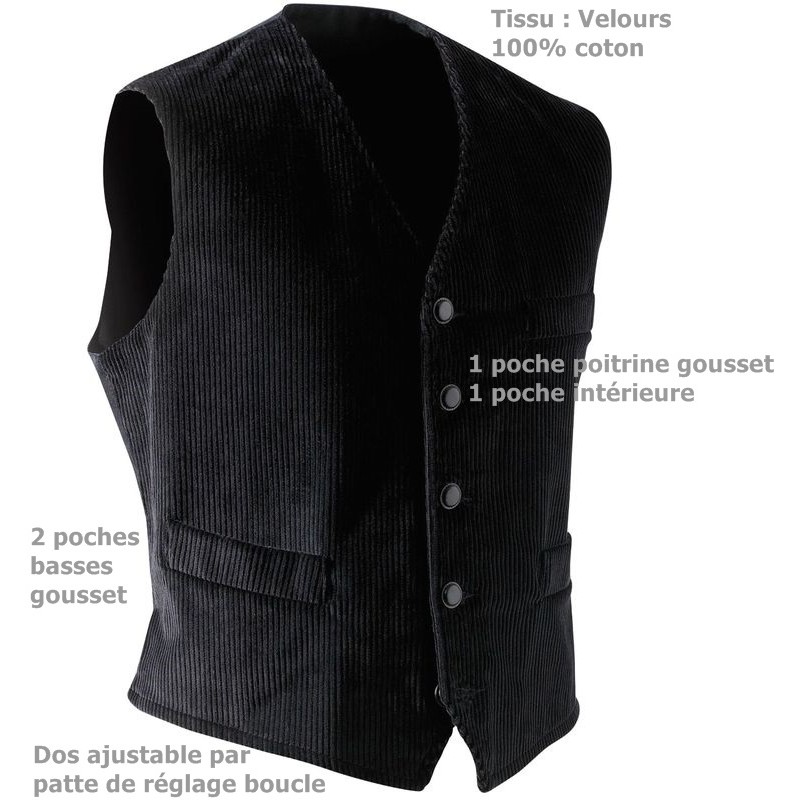 gilet homme velours sans manches