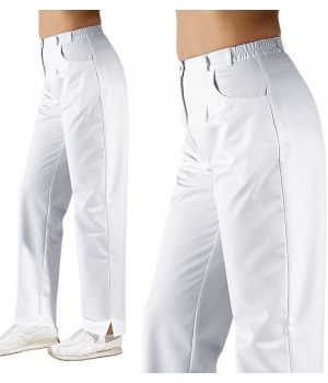Pantalon blanc femme, taille élastiquée au dos, Entretien facile, peut bouillir