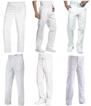 Pantalons blancs polyester coton Homme