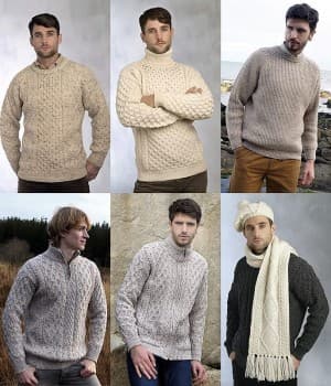 Pull Irlandais Homme, Sweater, Veste, Écharpe, Bonnet