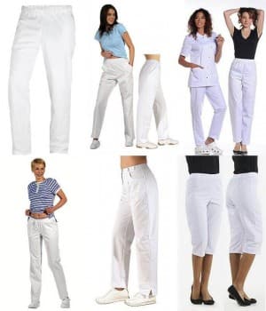 Pantalons Blancs Femme, taille normale, polyester coton